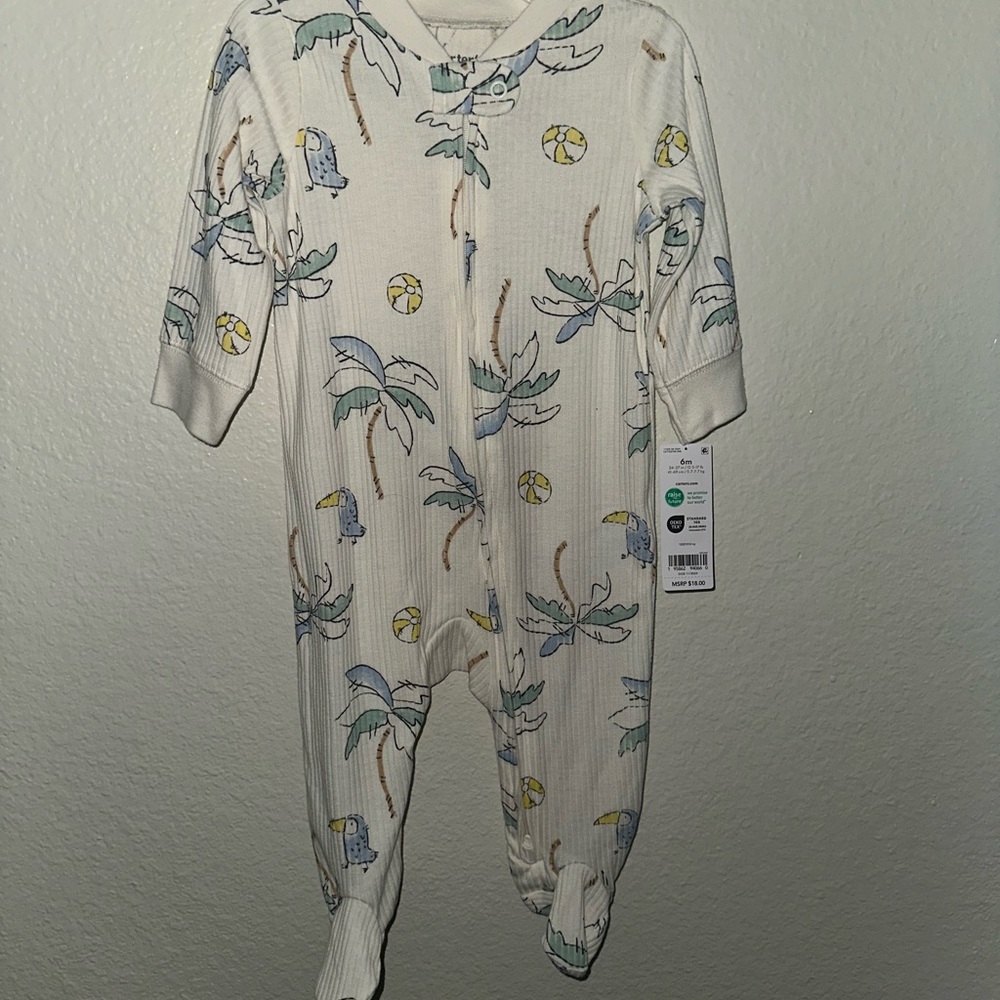 Carter's Cream Tropical Print Footie